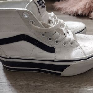 Vans White and Black High-Top Sneakers